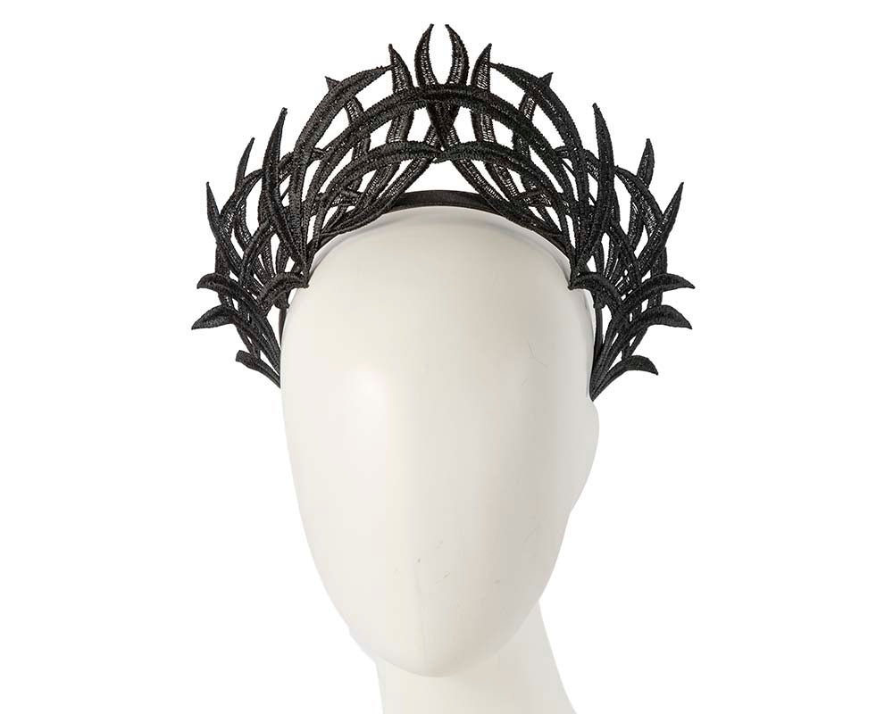 Black lace crown fascinator by Max Alexander