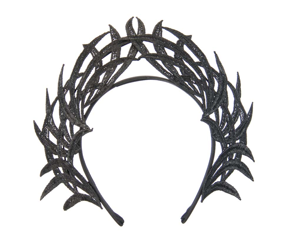 Black lace crown fascinator by Max Alexander
