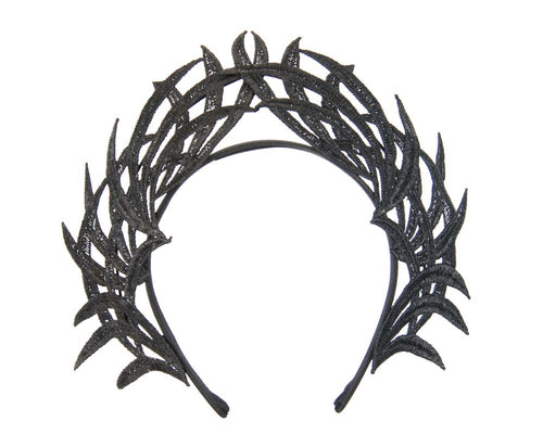 Black lace crown fascinator by Max Alexander