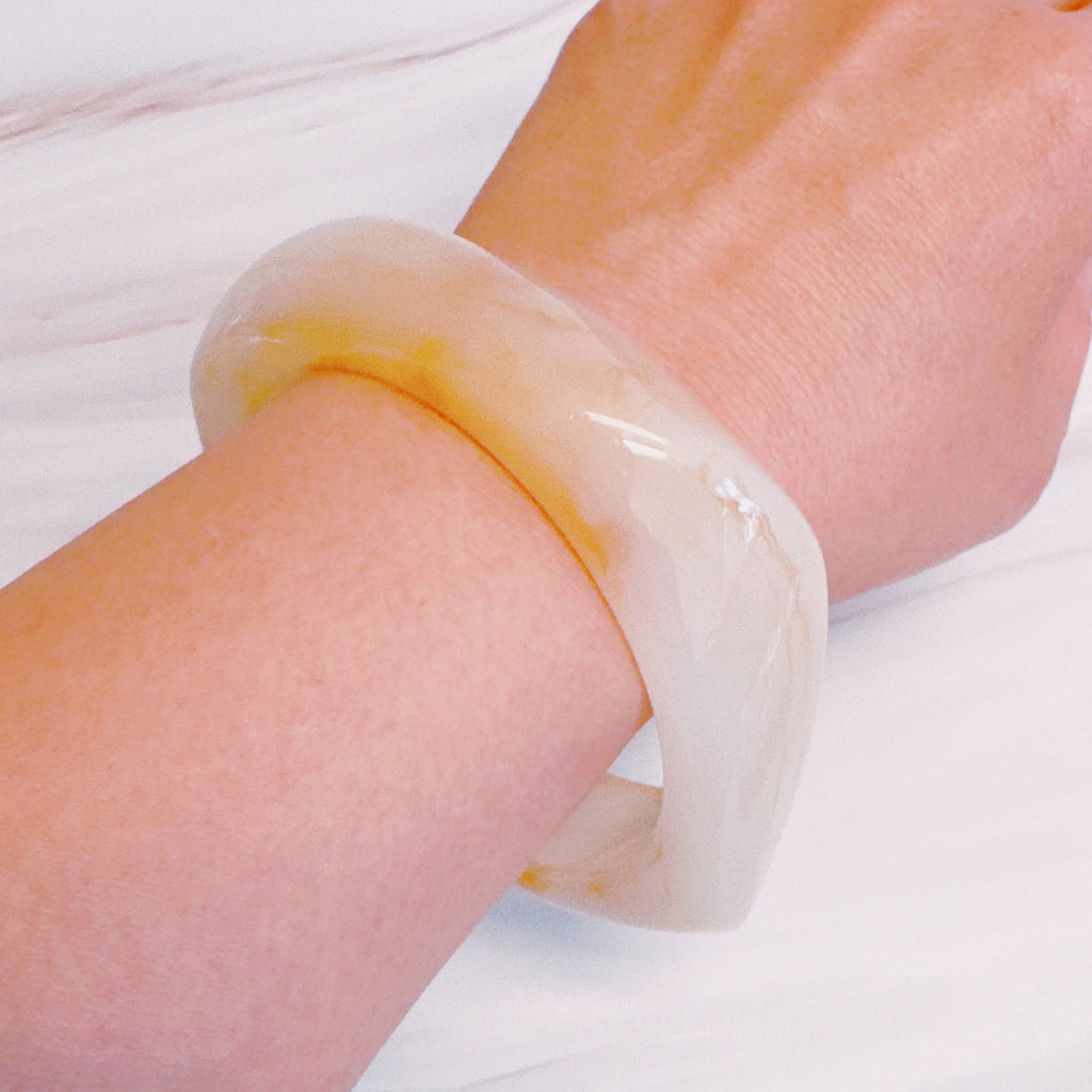 Modern Retro Sculpted Square Resin Bangle