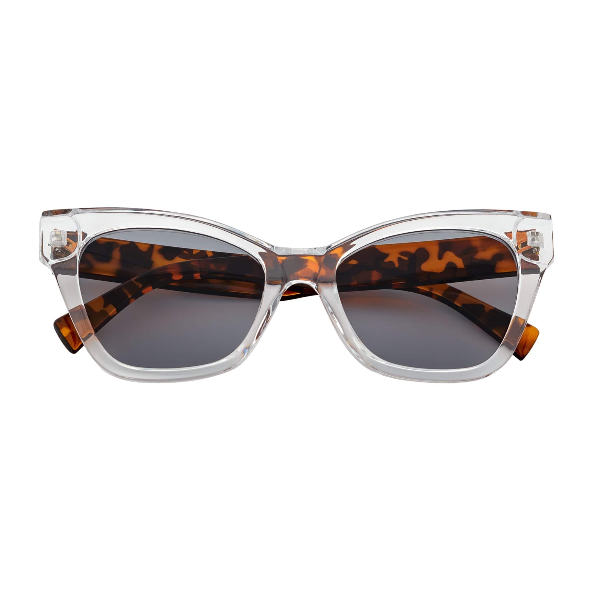 AUDREY - Womens Oversize Mid Century Modern Cat Eye Sunglasses Clear Tortoise