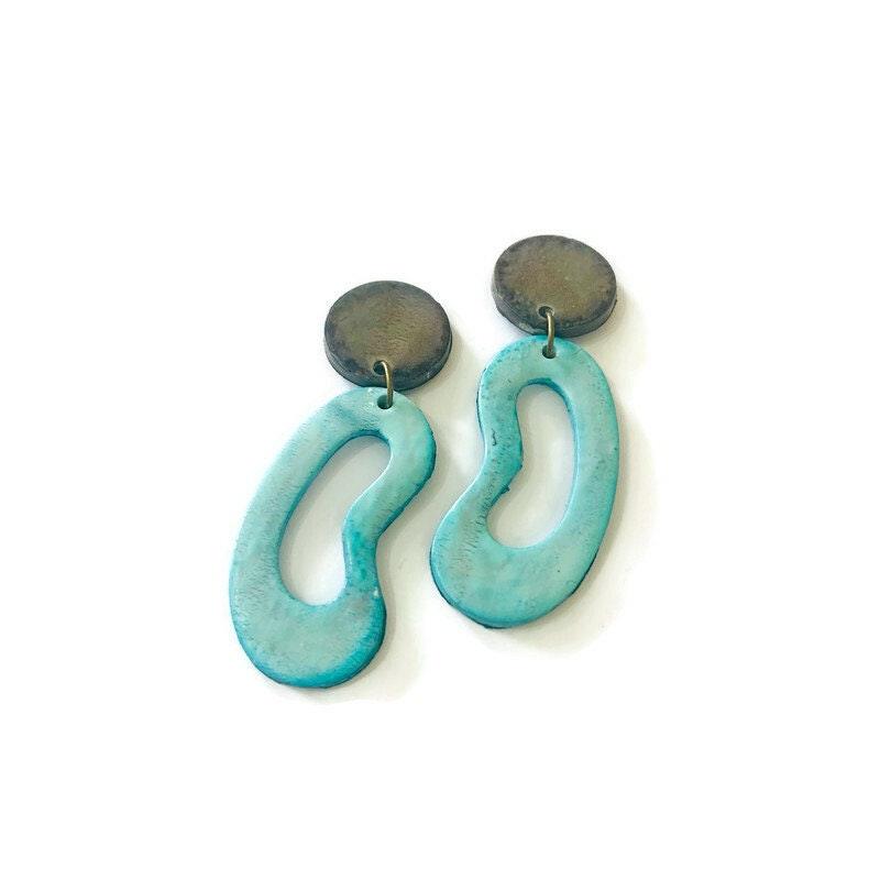 Oval Hoop Statement Earrings Handmade, Post or Clip On