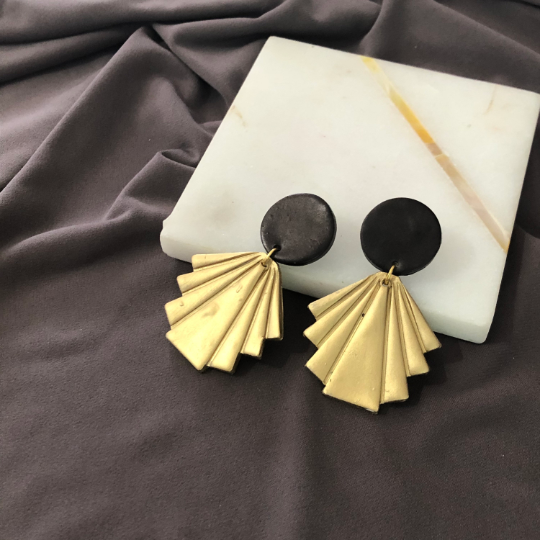 Geometric Fan Clip On Earrings for Non-Pierced Ears, Handmade – "Ruth"