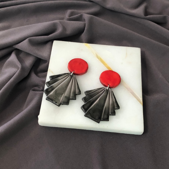 Geometric Fan Clip On Earrings for Non-Pierced Ears, Handmade – "Ruth"