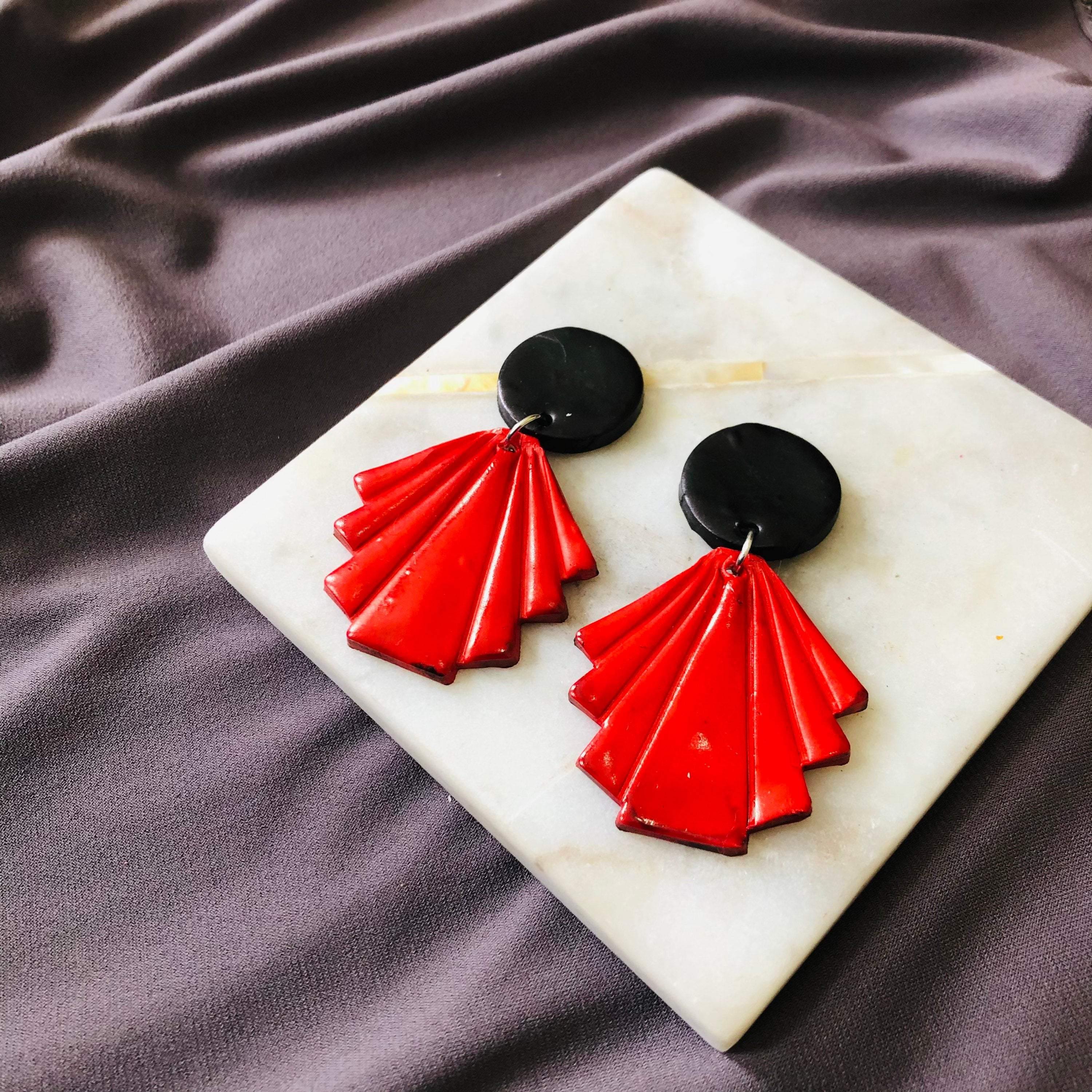 Geometric Fan Clip On Earrings for Non-Pierced Ears, Handmade – "Ruth"