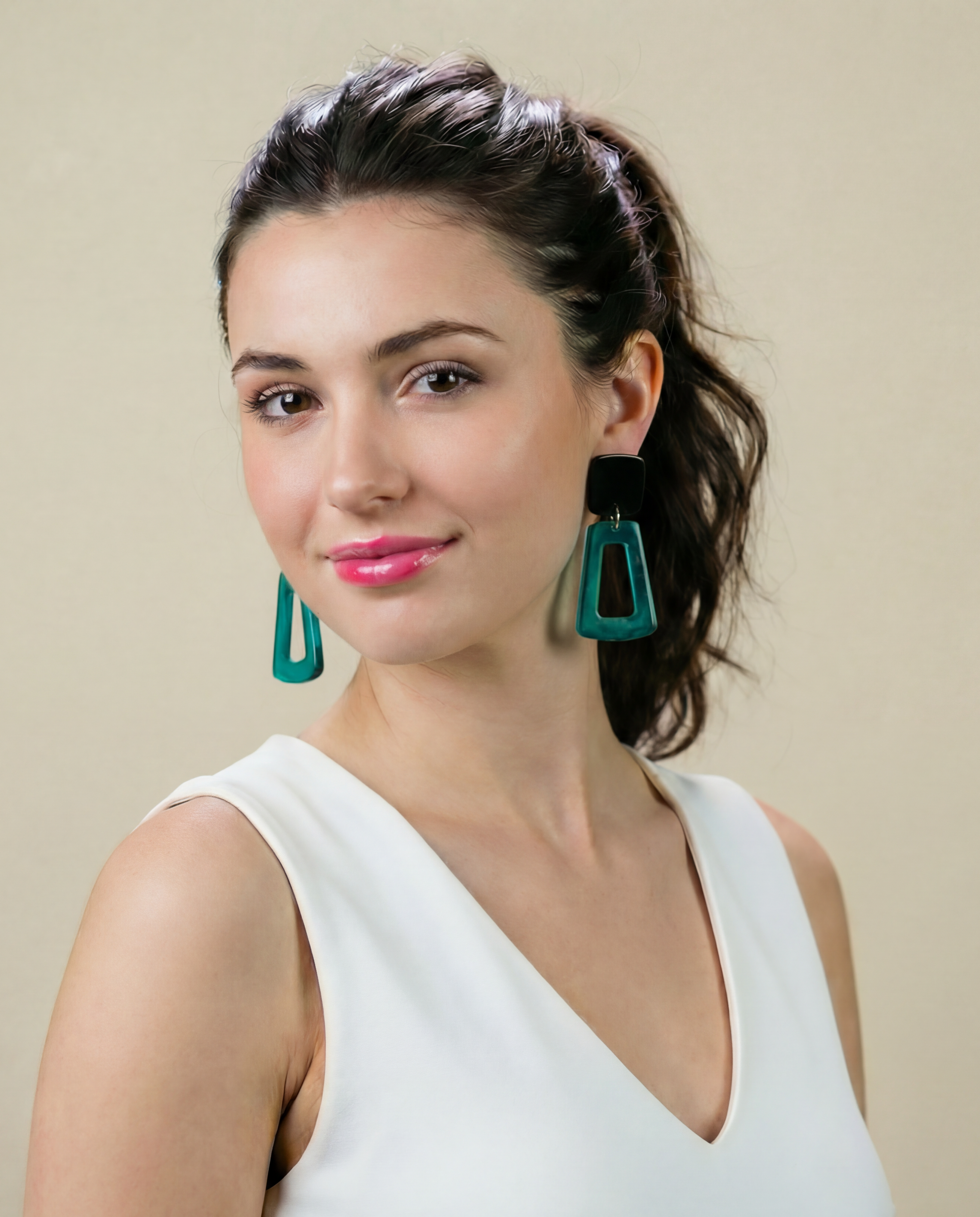 Open Rectangle Statement Earrings Handmade (Post or Clip On)- "Ava"