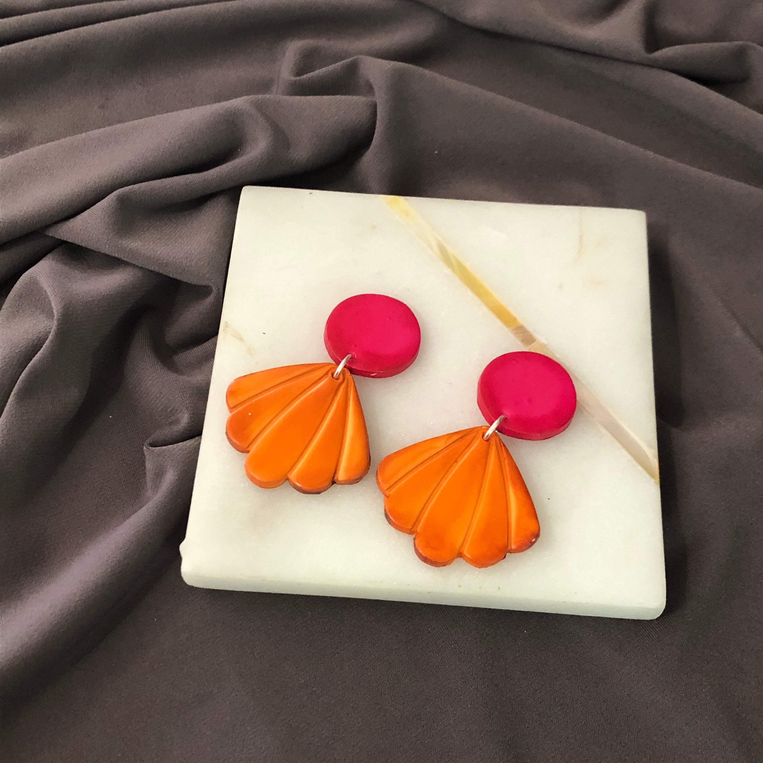 Mint Seashell Clip On Earrings Handmade "Sarah"
