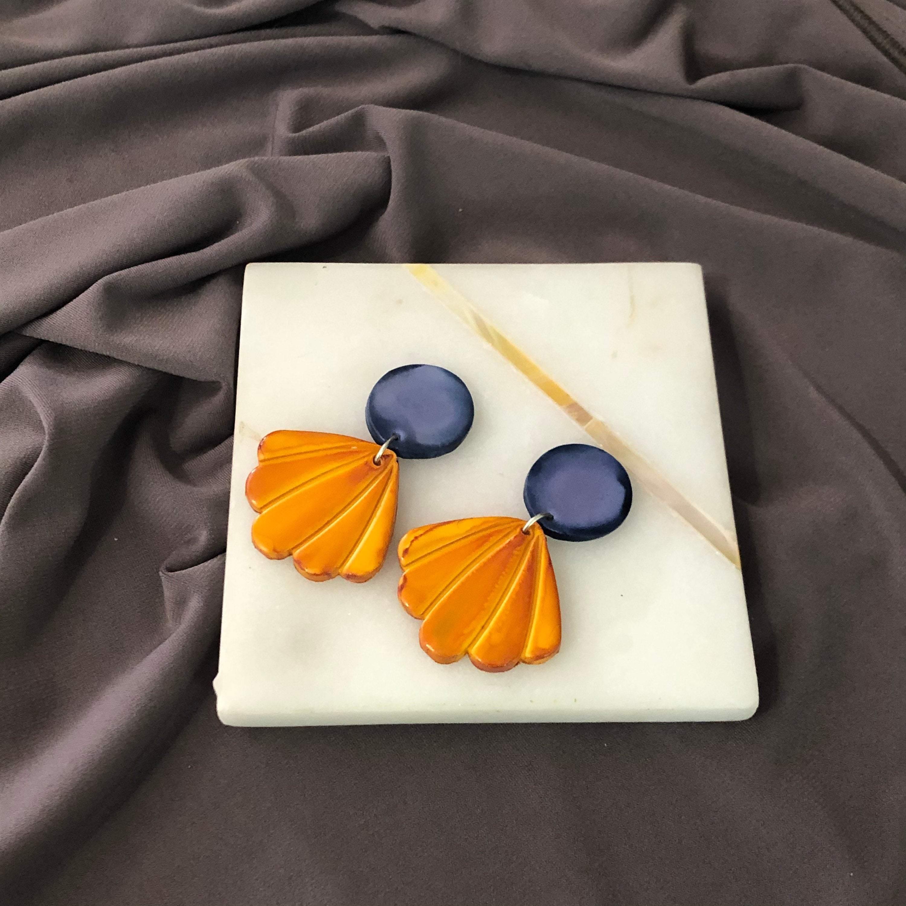 Mint Seashell Clip On Earrings Handmade "Sarah"